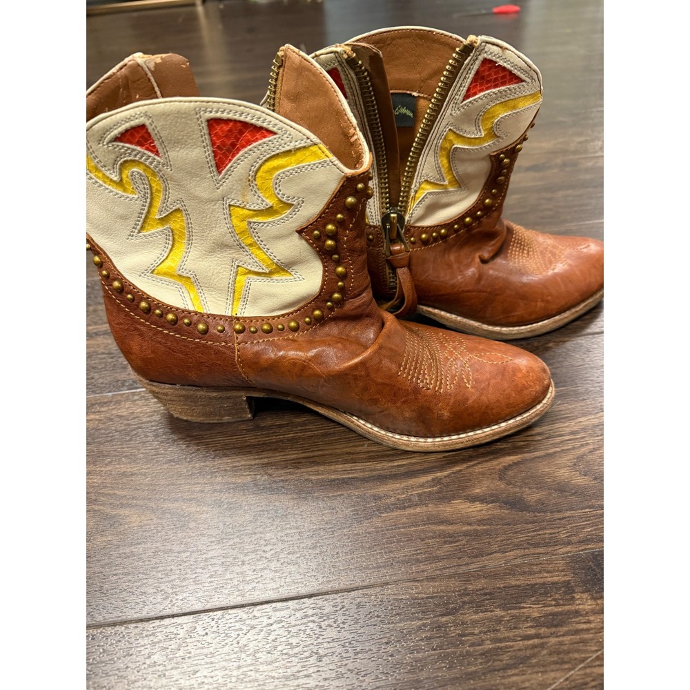 Sam‎ Edelman Shane Western Fringe Studded Boots - Women's 7.5 M